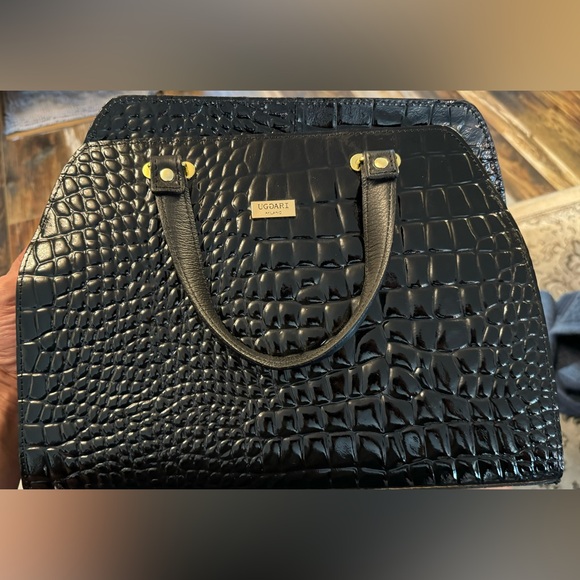 Handbag Purse Black Patent Croco embossed by Roberto Uggari of Italy - Picture 11 of 12
